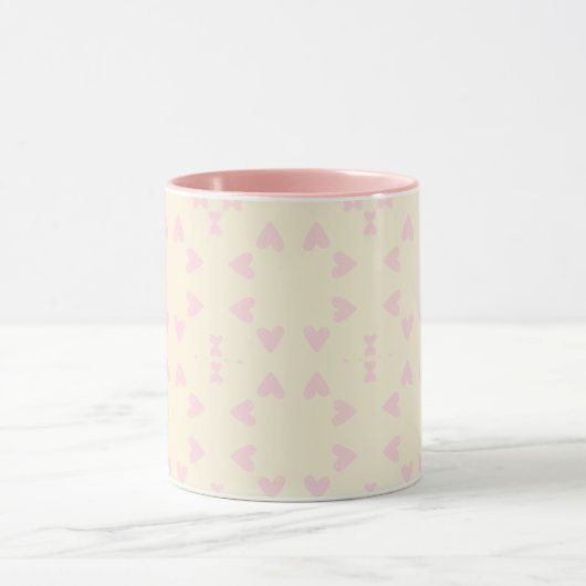 Soft Pink Heart Pattern – Cute Aesthetic Seamless  Tasse (Zentrum)