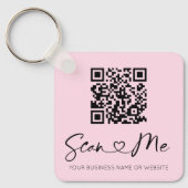 Soft Pink Heart Schriftart QR Code Schlüsselanhäng Schlüsselanhänger (Vorderseite)