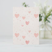 Soft Pink Hearts Muster Dankeskarten Dankeskarte (Stehend Vorderseite)