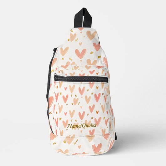 Soft Pink Hearts Seamless Pattern Crossbody Bag (Vorderseite)