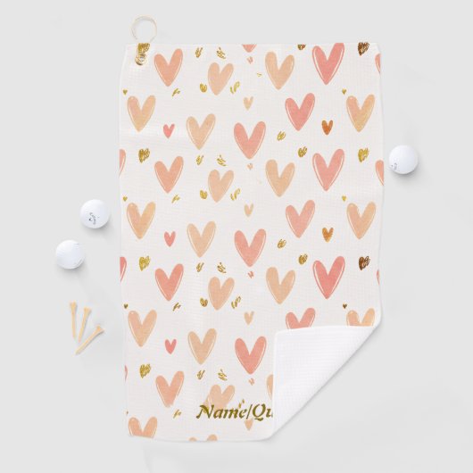 Soft Pink Hearts Seamless Pattern Golfhandtuch (Insitu)