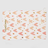 Soft Pink Hearts Seamless Pattern Golfhandtuch (Horizontal)