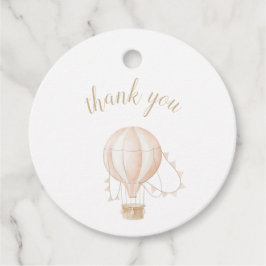 Soft-Pink Hot Air Ballon Round Gift Tags Geschenkanhänger