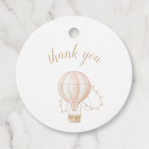 Soft-Pink Hot Air Ballon Round Gift Tags Geschenkanhänger
