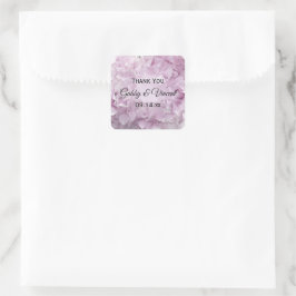 Soft Pink Hydrangea Wedding Danke Ihnen für Tags Quadratischer Aufkleber