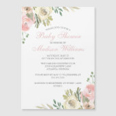 Soft Pink Ivory Floral Elegant Girl Baby Dusche Magneteinladung (Vorderseite)