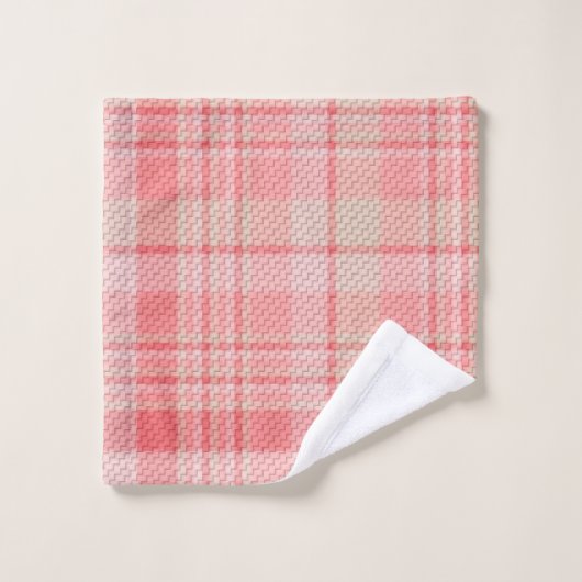 Soft Pink Kariert Bath Handtuch Set (Waschlappen)