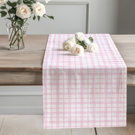 Soft Pink Kariert Table Runner Classic Karo Style Großer Tischläufer