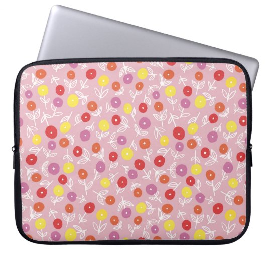 Soft Pink Kids Floral Ditsy Laptop Sleeve (Vorderseite)