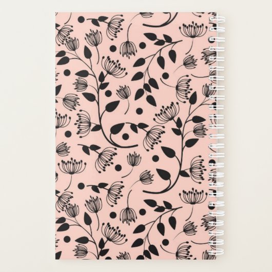 Soft Pink Laurentian Floral Pattern Custom Name Planer (Rückseite)