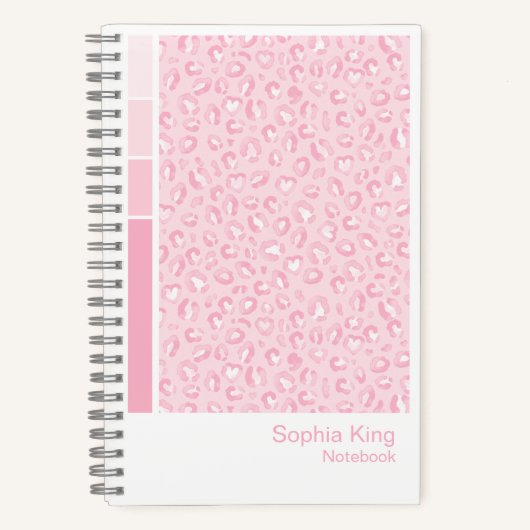 Soft-Pink-Leopard-Vertikal-Paletten-Notizbuch Notizblock (Vorderseite)