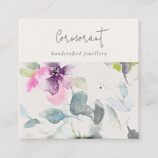 Soft Pink Lila Bläserskripthalter Quadratische Visitenkarte (Vorderseite)