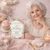 Soft Pink Magnolia and Peony 100th Birthday  Einladung