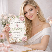 Soft Pink Magnolia and Peony 30th Birthday  Einladung