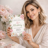 Soft Pink Magnolia and Peony 40th Birthday  Einladung