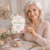 Soft Pink Magnolia and Peony 70th Birthday  Einladung