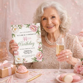 Soft Pink Magnolia and Peony 99th Birthday  Einladung