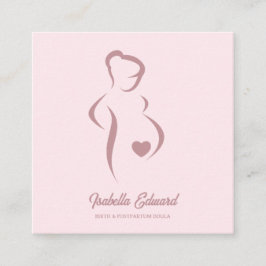 Soft Pink Maternity Doula Identity Illustration Telefonnummerkarte