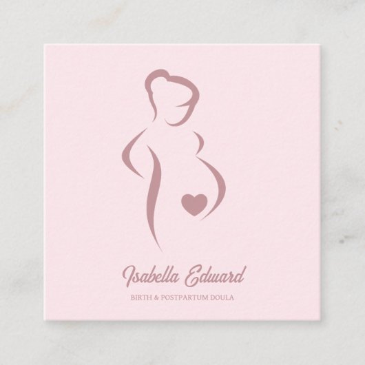 Soft Pink Maternity Doula Identity Illustration Telefonnummerkarte (Vorderseite)