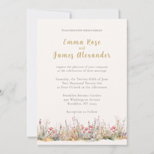 Soft Pink Minimalist Floral Wedding Invitation Einladung (Vorderseite)