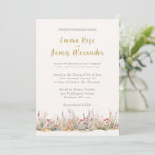 Soft Pink Minimalist Floral Wedding Invitation Einladung (Stehend Vorderseite)