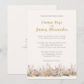 Soft Pink Minimalist Floral Wedding Invitation Einladung (Vorne/Hinten)