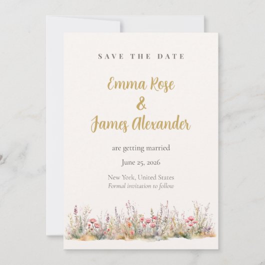 Soft Pink Minimalist Floral Wedding Save The Date (Vorderseite)