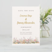 Soft Pink Minimalist Floral Wedding Save The Date (Stehend Vorderseite)
