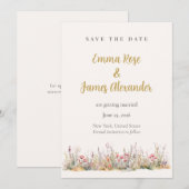 Soft Pink Minimalist Floral Wedding Save The Date (Vorne/Hinten)