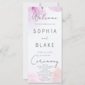 Soft Pink Modern Boho Floral Wedding Programm (Vorderseite)