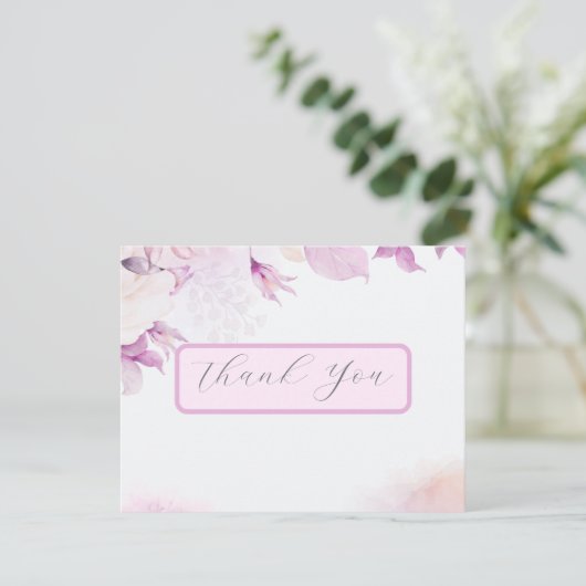 Soft Pink Modern Boho Wedding Dankeschön Karte (Stehend Vorderseite)