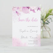 Soft Pink Moderne Boho Blumenmuster Blätter Save t Einladung (Stehend Vorderseite)
