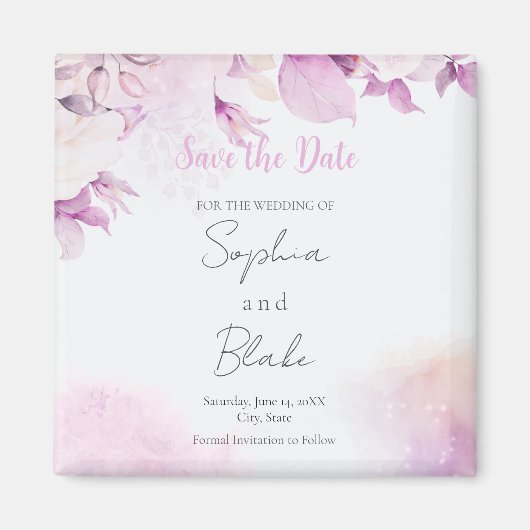 Soft Pink Moderne Boho Blumenmuster Blätter Save t Magnet (Vorne)