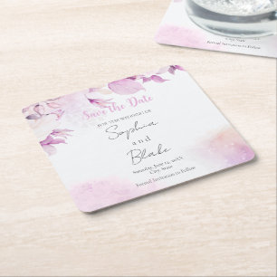 Soft Pink Moderne Boho Blumenmuster Blätter Save t Rechteckiger Pappuntersetzer