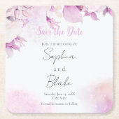 Soft Pink Moderne Boho Blumenmuster Blätter Save t Rechteckiger Pappuntersetzer (Vorderseite)