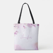 Soft Pink Moderne Boho Floral und Blätter Hochzeit Tasche (Rückseite)