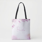 Soft Pink Moderne Boho Floral und Blätter Hochzeit Tasche (Vorderseite)