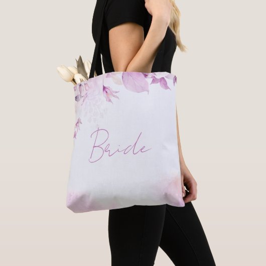 Soft Pink Moderne Boho Floral und Blätter Hochzeit Tasche (Von Nahem)