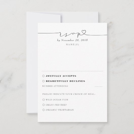 Soft Pink Moderne Minimal Wedding RSVP Karte (Vorderseite)
