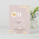 Soft Pink Oh Baby Daisy Blume Boho Babydusche Einladung (Stehend Vorderseite)