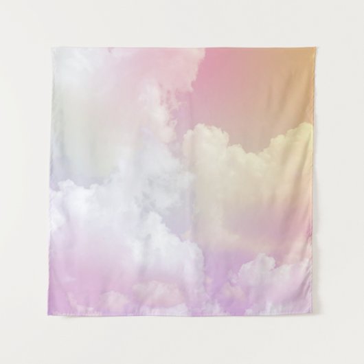 Soft Pink Orange Sky: Fluffy Wandteppich (Vorderseite)