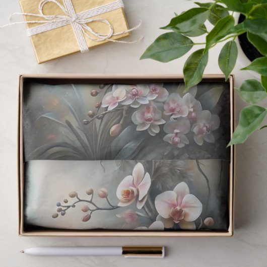 Soft Pink Orchid Cascade Elegante Seidenpapier (Geschenk)