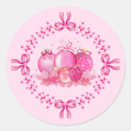 Soft Pink Ornament Holiday Collection Runder Aufkleber