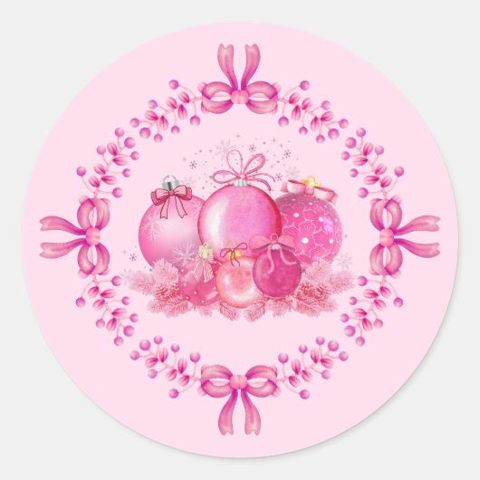 Soft Pink Ornament Holiday Collection Runder Aufkleber (Vorderseite)