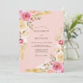 Soft Pink Ornate Botanical Wedding Einladung (Stehend Vorderseite)