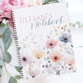 Soft Pink Pastel Watercolor Wildflower Notizblock