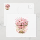 Soft Pink Peonies Bouquet Bloom With Love Postcard Postkarte (Vorne/Hinten)