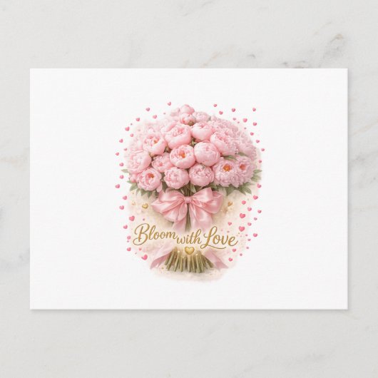 Soft Pink Peonies Bouquet Bloom With Love Postcard Postkarte (Vorderseite)