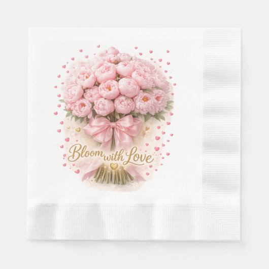 Soft Pink Peonies Bouquet – Paper Napkin Serviette (Vorderseite)