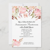 Soft Pink Peonies Wildblumen Blätter Brautparty Einladung (Vorderseite)